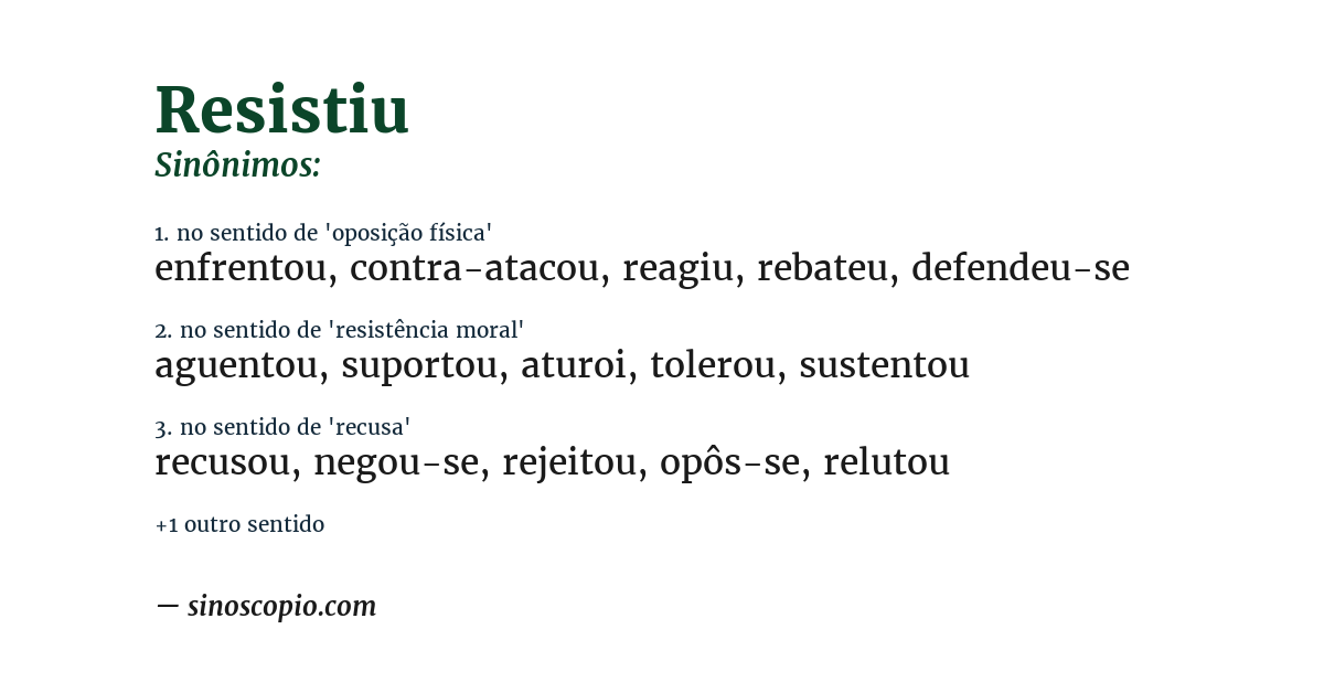 Sinônimo de resistiu