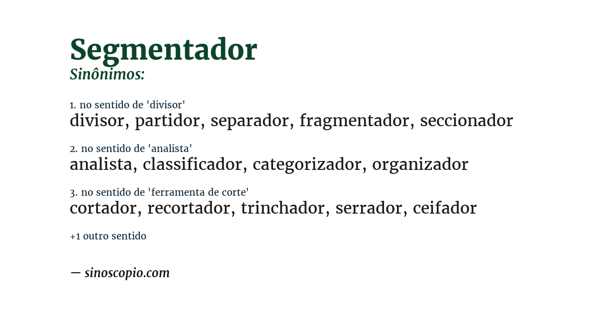 Sinônimo de segmentador