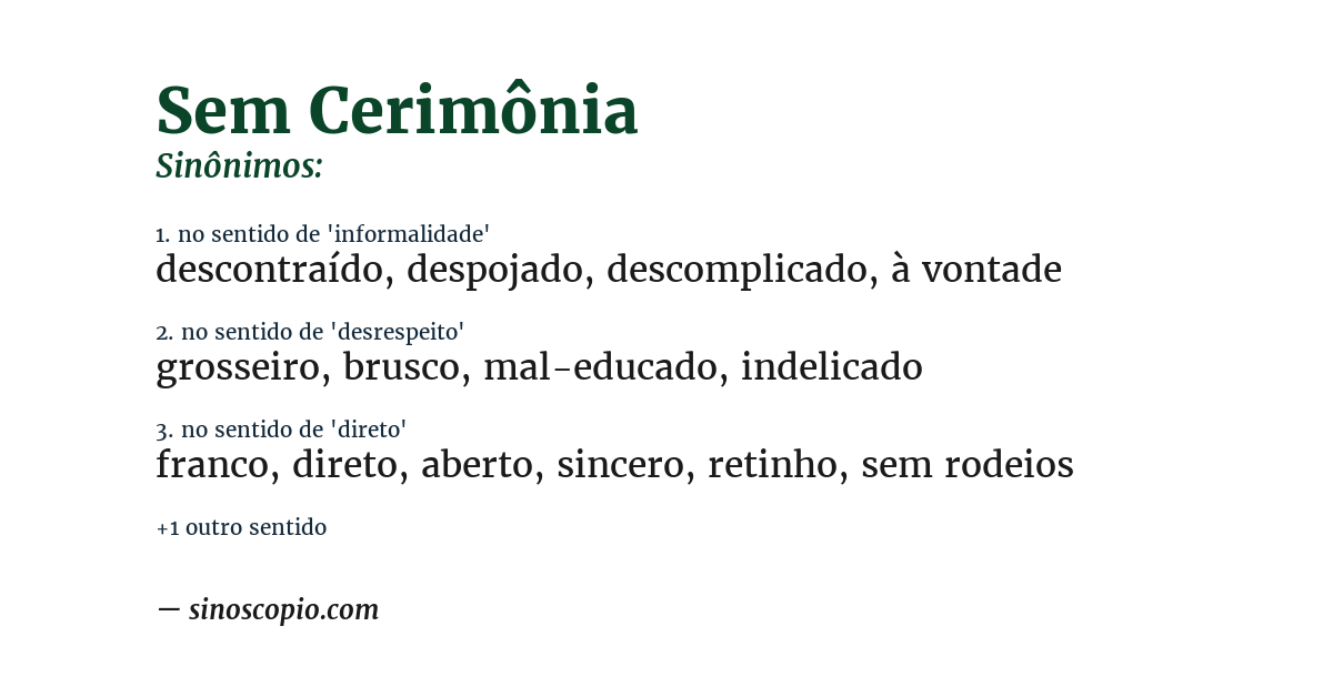 Sinônimo de sem cerimônia