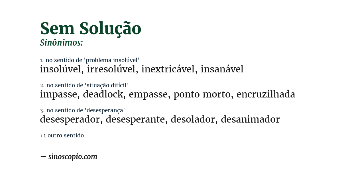 Sinônimo de sem solução