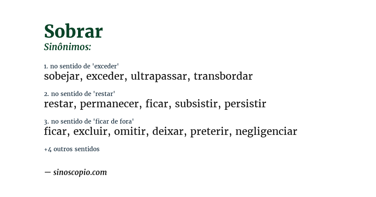 Sinônimo de sobrar