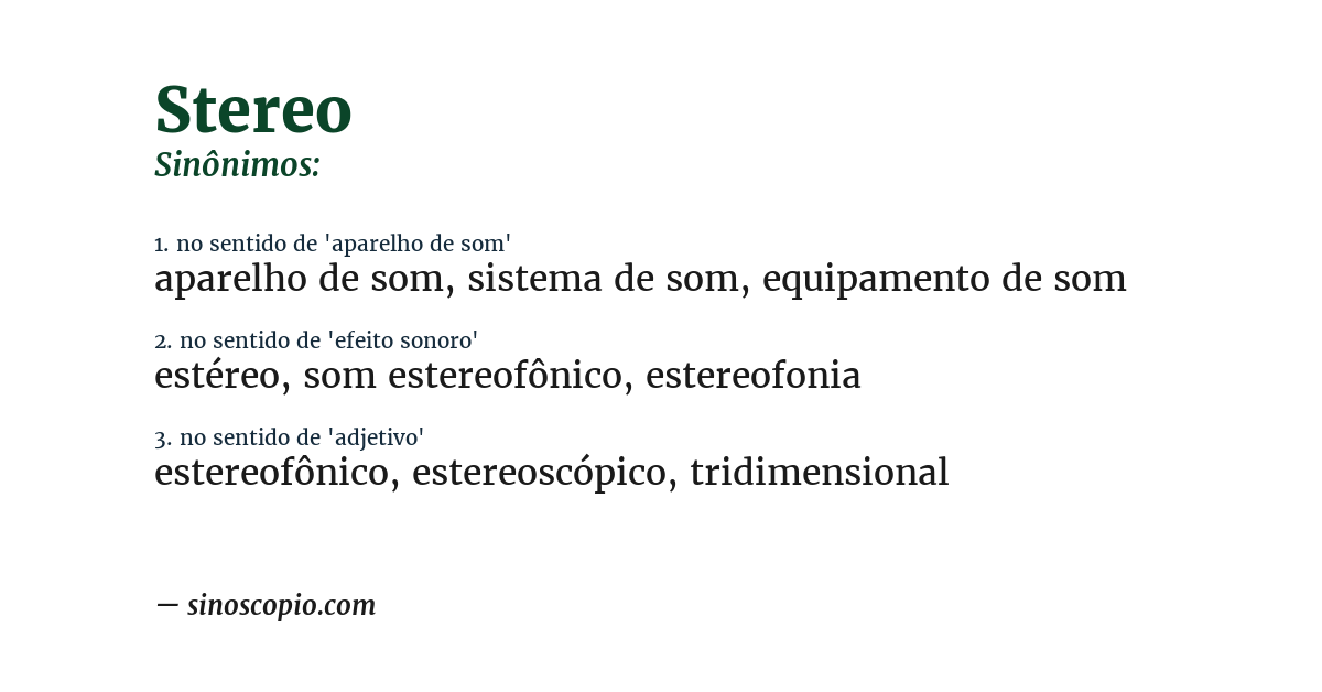 Sinônimo de stereo