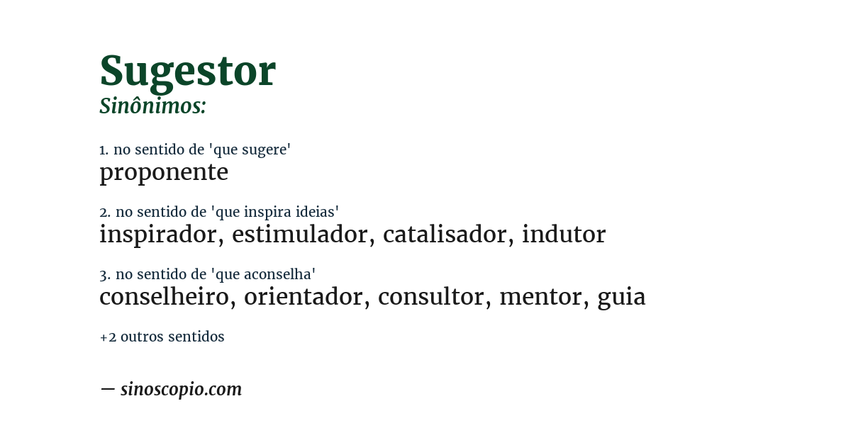 Sinônimo de sugestor