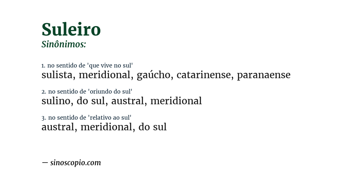 Sinônimo de suleiro