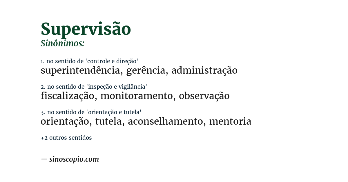 Sinônimo de supervisão