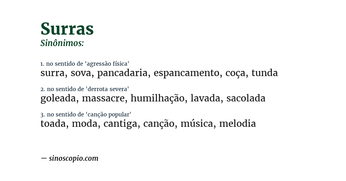 Sinônimo de surras