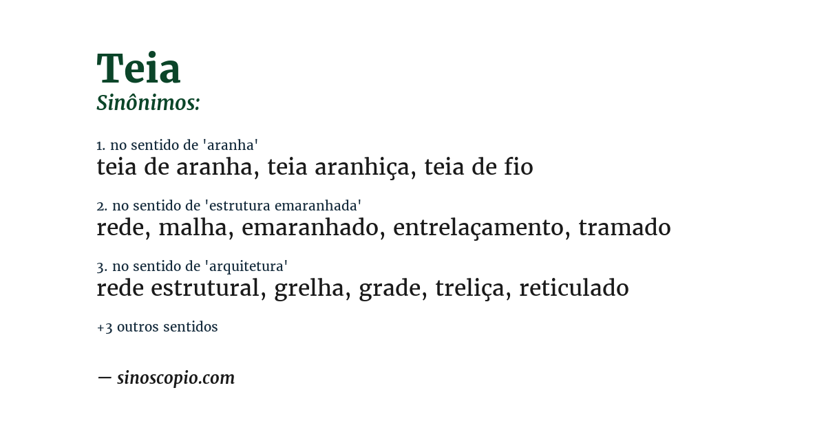 Sinônimo de teia