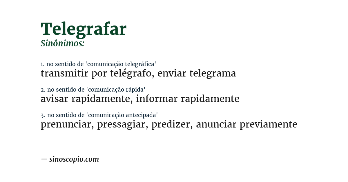 Sinônimo de telegrafar
