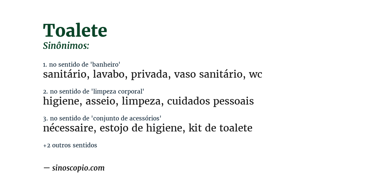 Sinônimo de toalete