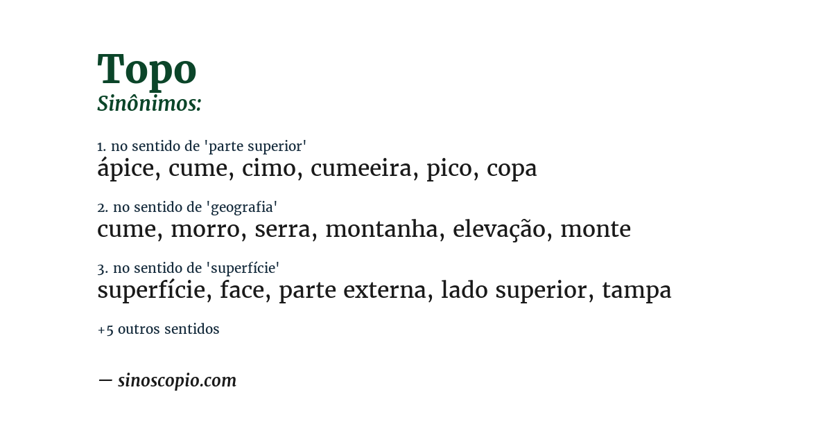 Sinônimo de topo
