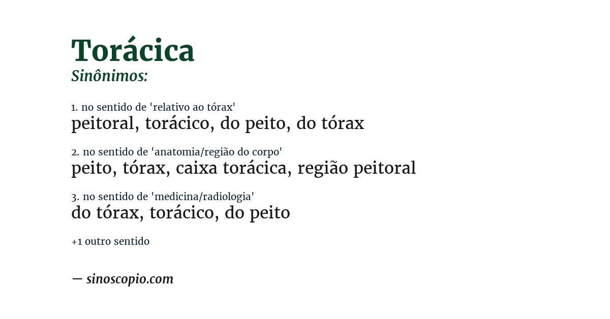 Sinônimo de torácica