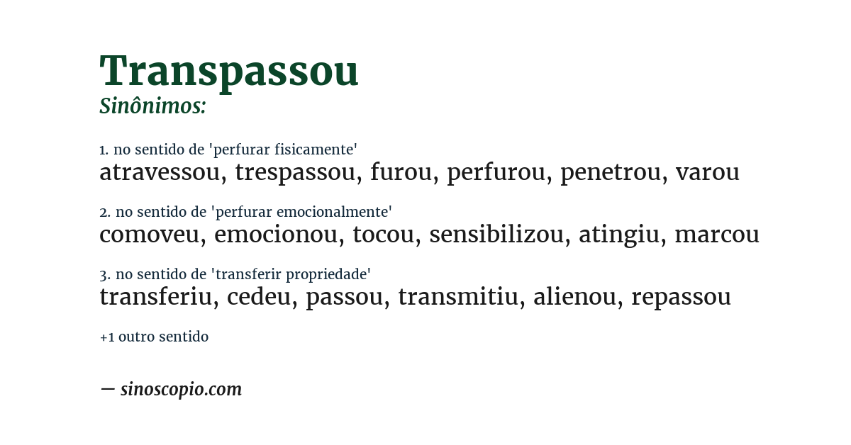 Sinônimo de transpassou