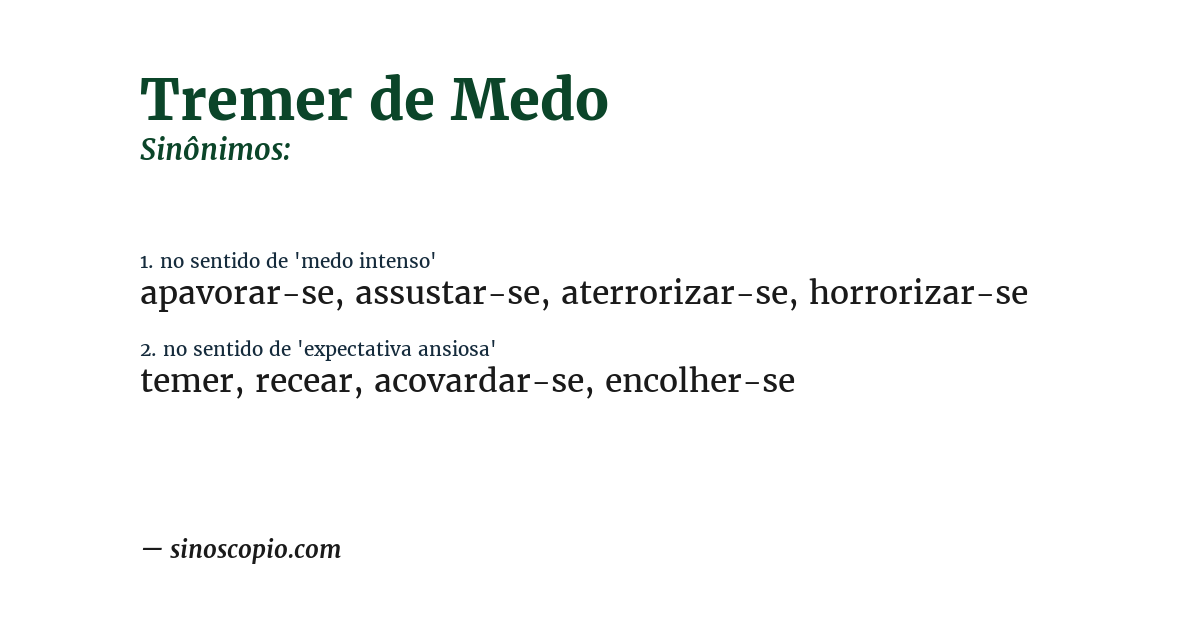 Sinônimo de tremer de medo