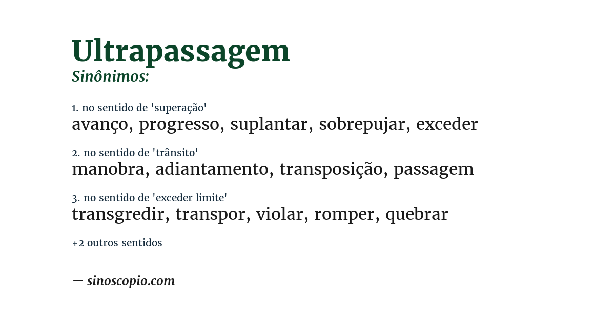 Sinônimo de ultrapassagem