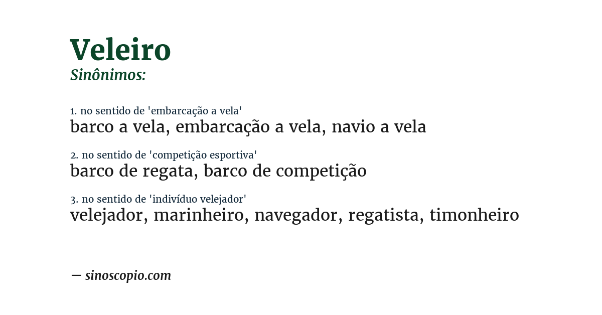 Sinônimo de veleiro