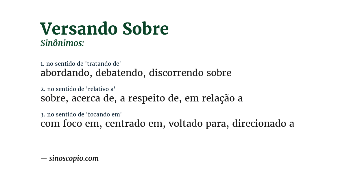 Sinônimo de versando sobre