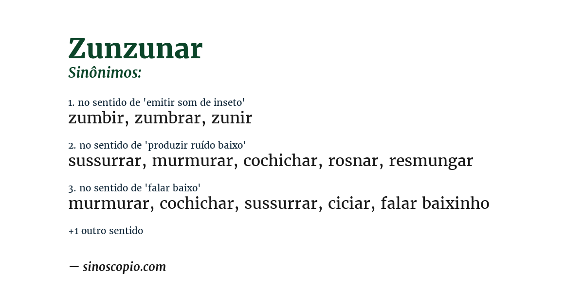 Sinônimo de zunzunar