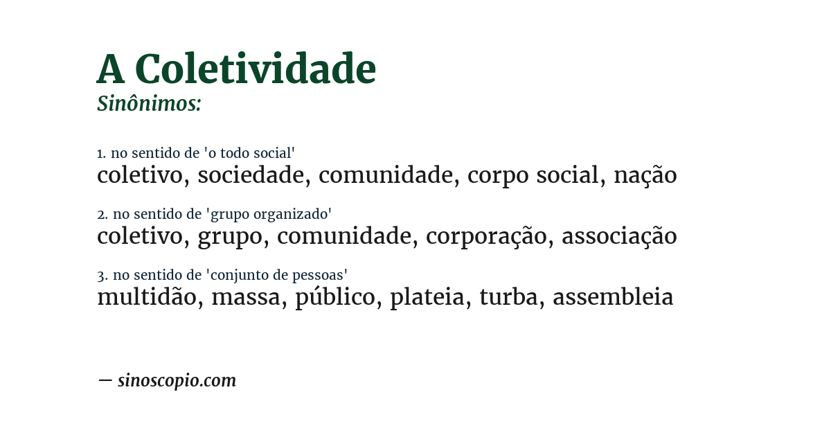 Sinônimo de a coletividade