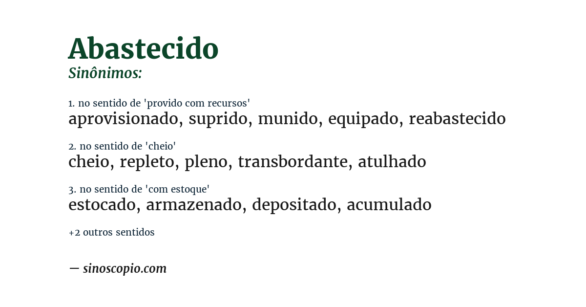 Sinônimo de abastecido