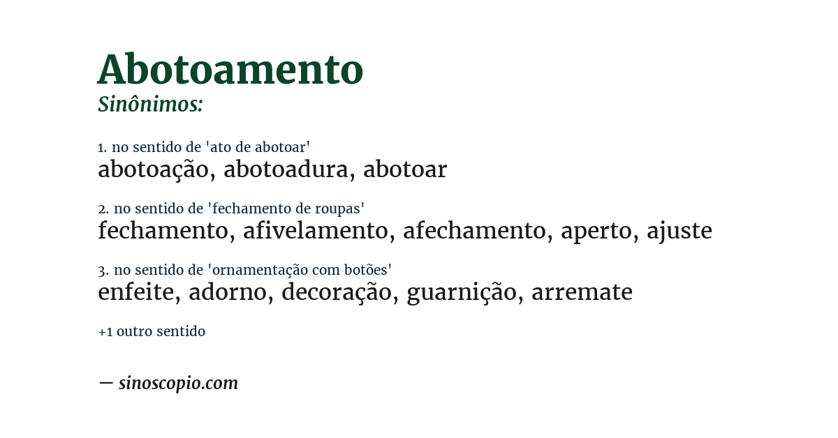 Sinônimo de abotoamento