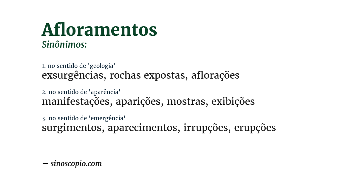 Sinônimo de afloramentos