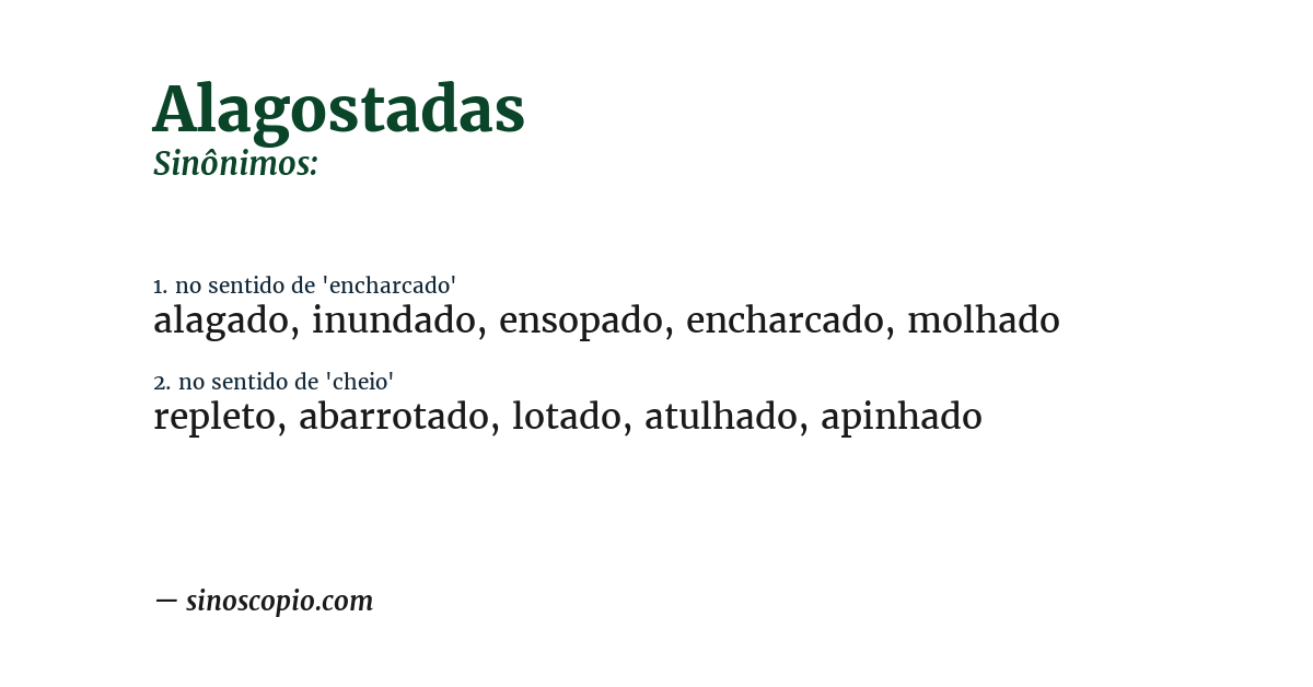 Sinônimo de alagostadas