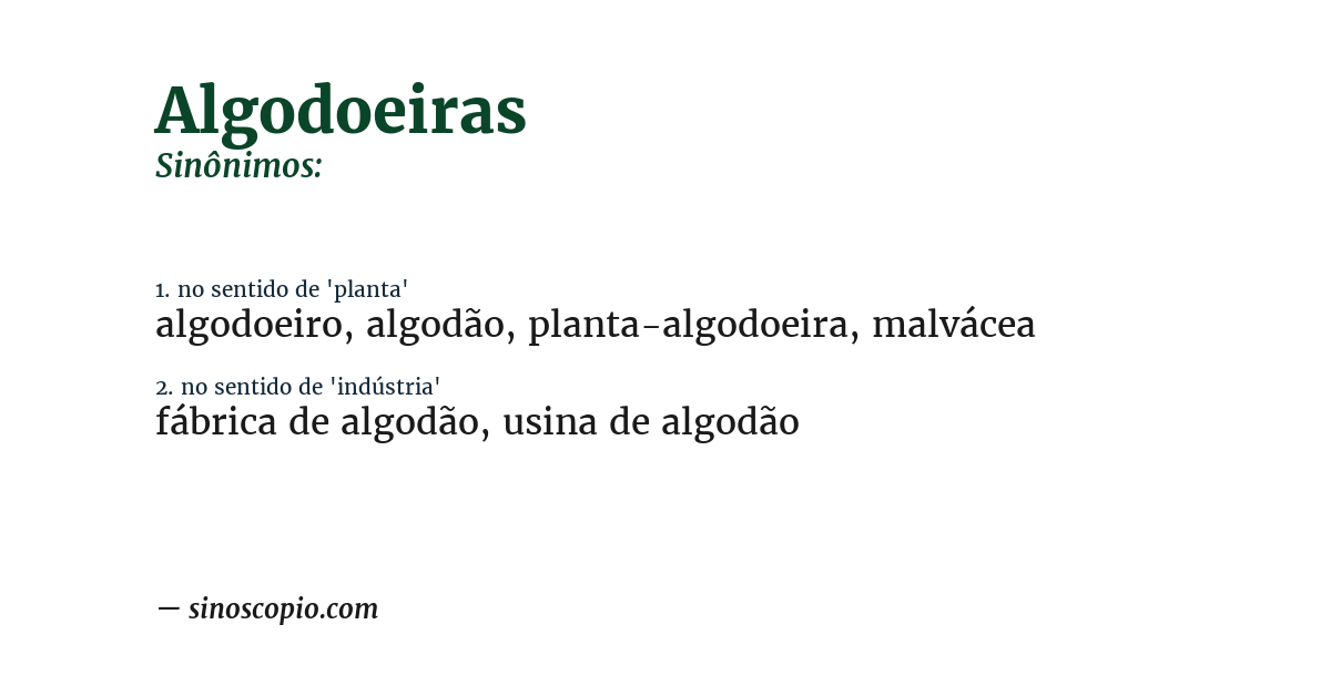 Sinônimo de algodoeiras