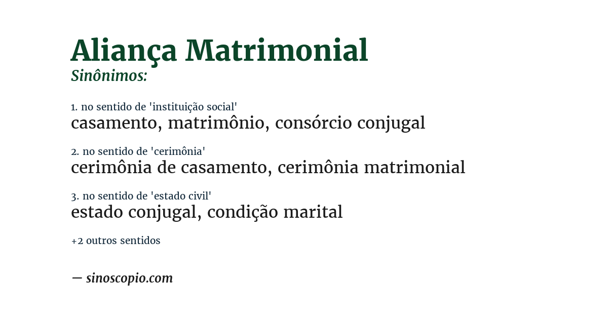 Sinônimo de aliança matrimonial
