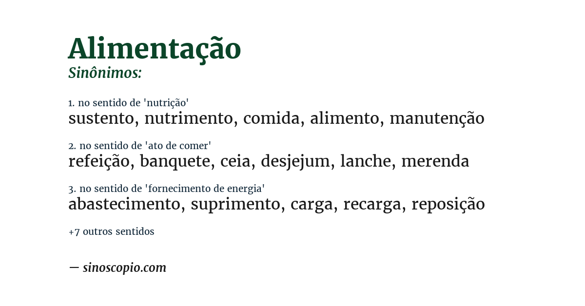 Sinônimo de alimentação
