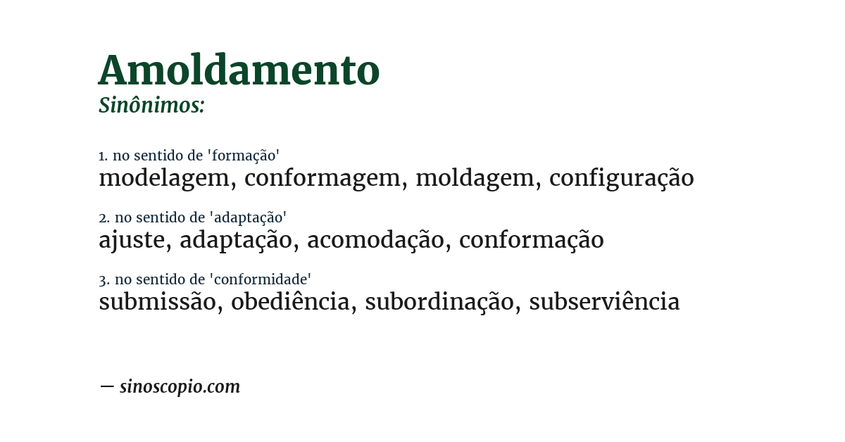 Sinônimo de amoldamento