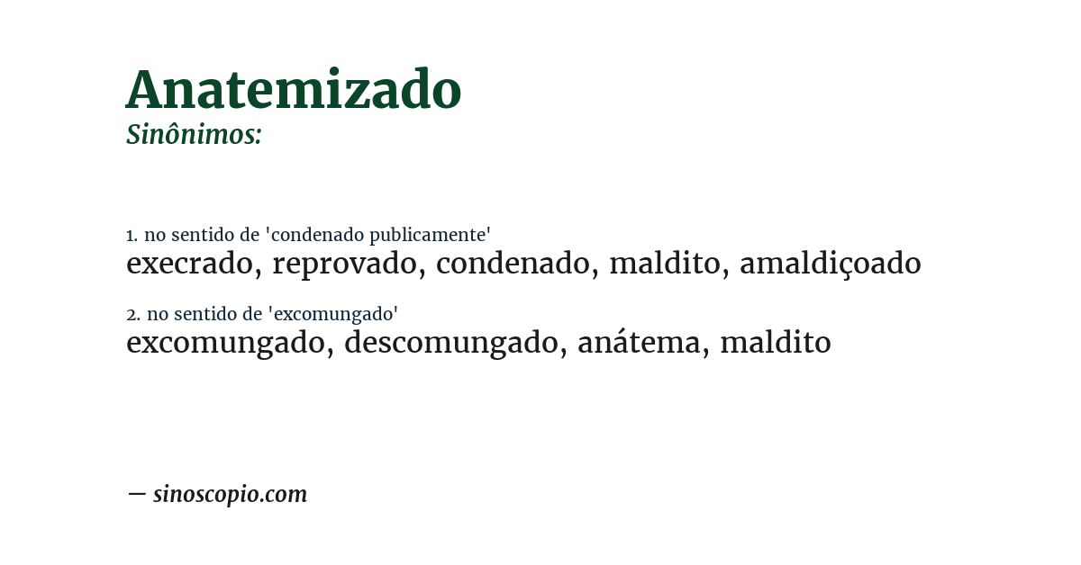 Sinônimo de anatemizado