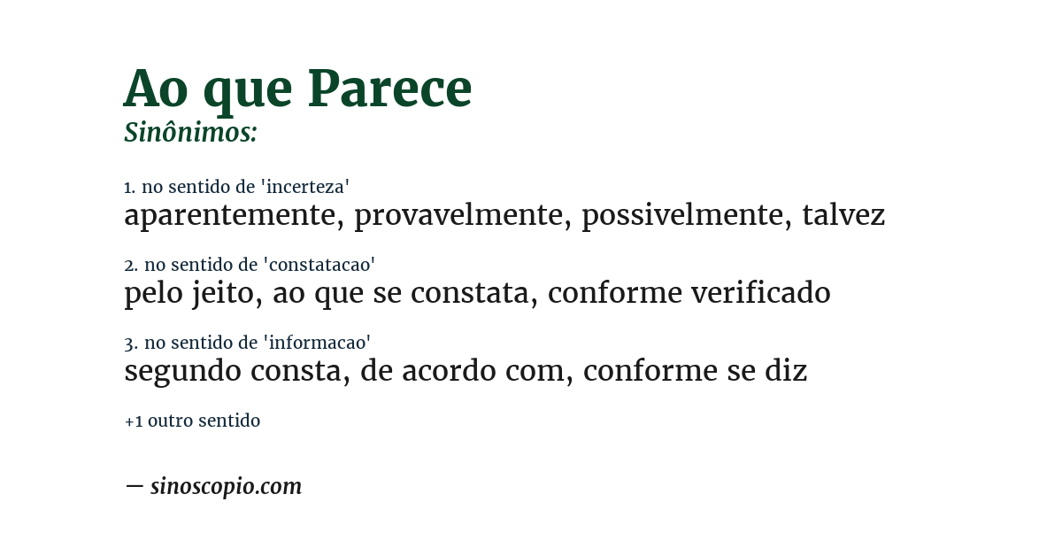 Sinônimo de ao que parece