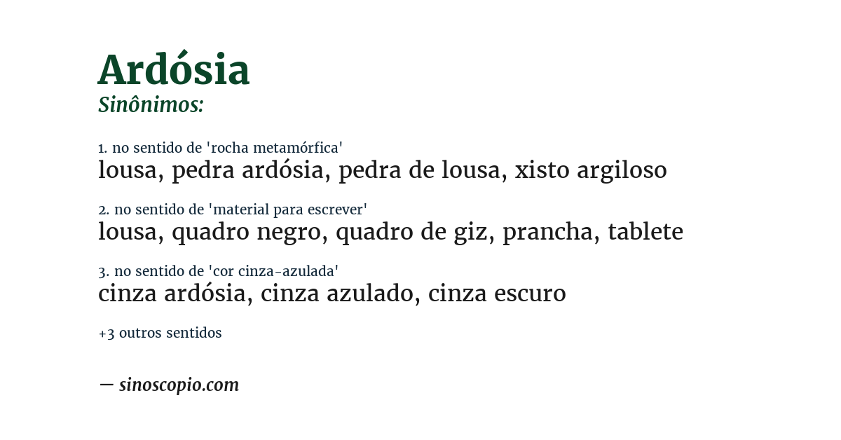 Sinônimo de ardósia