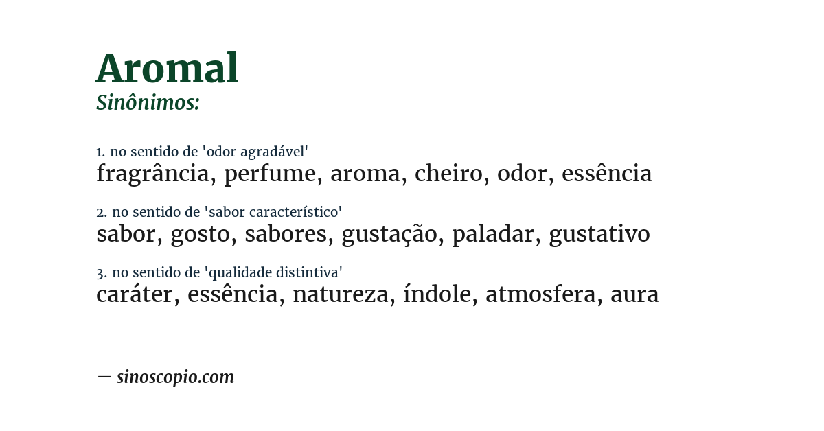 Sinônimo de aromal