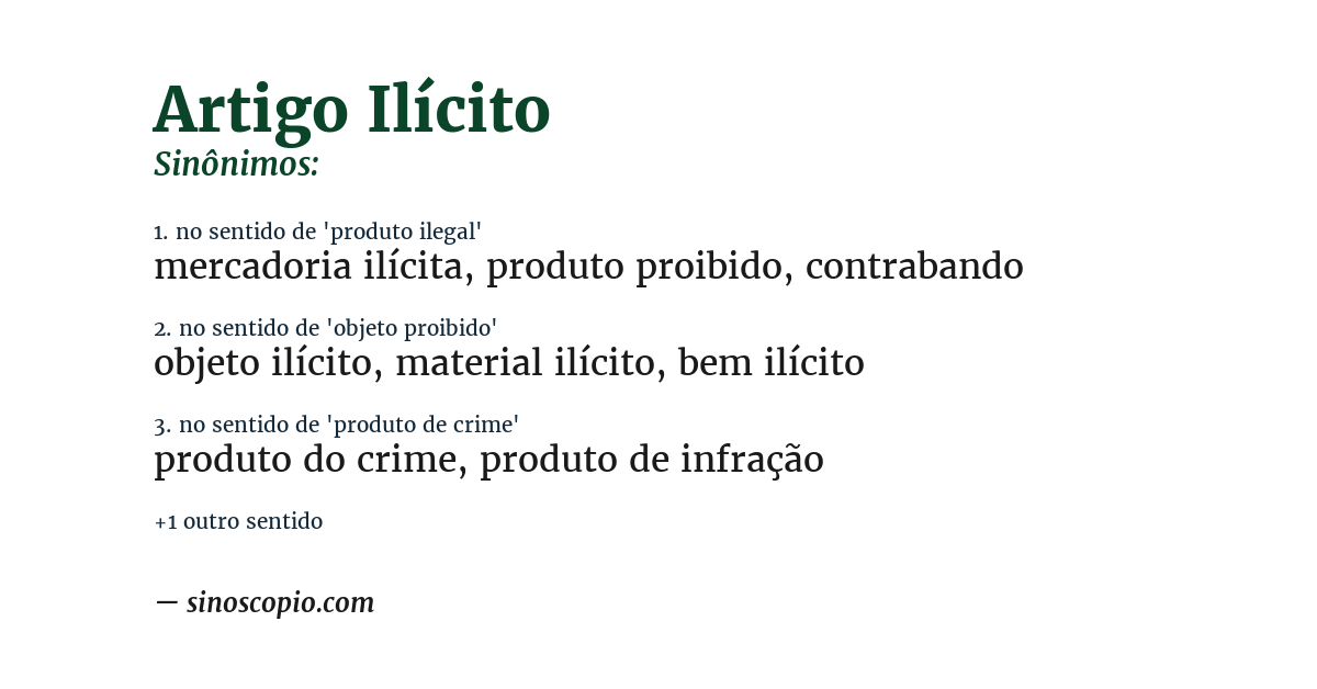 Sinônimo de artigo ilícito