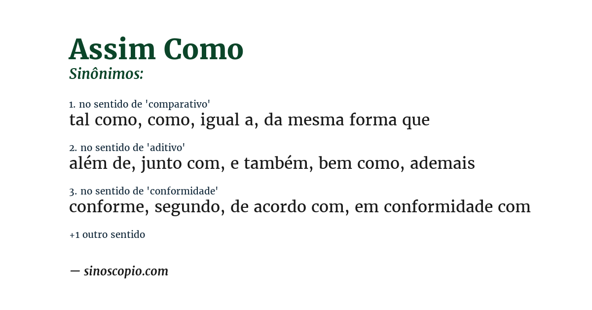 Sinônimo de assim como