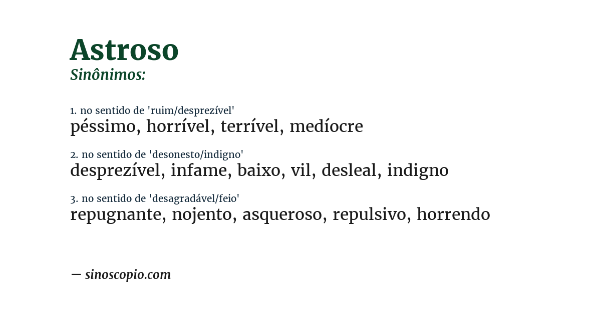 Sinônimo de astroso