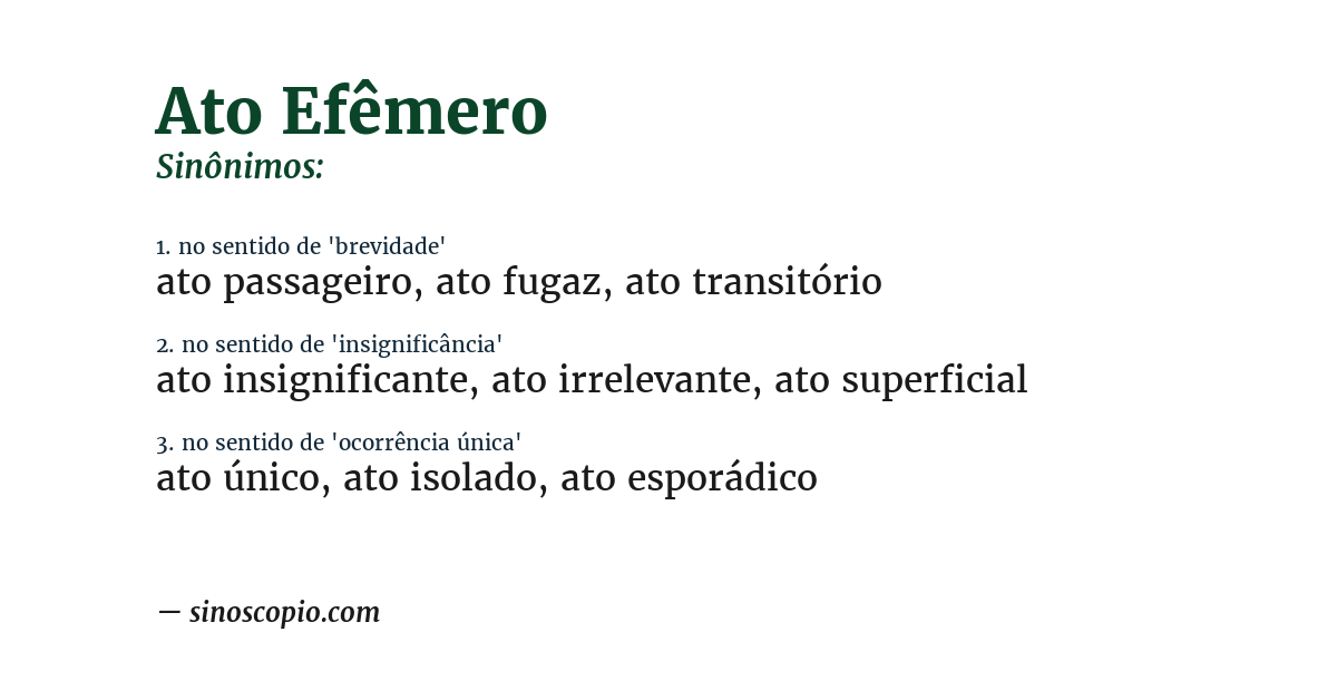 Sinônimo de ato efêmero