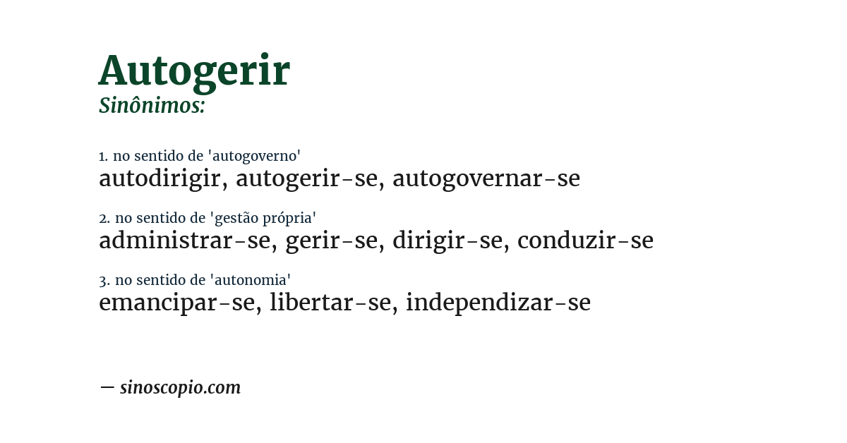 Sinônimo de autogerir