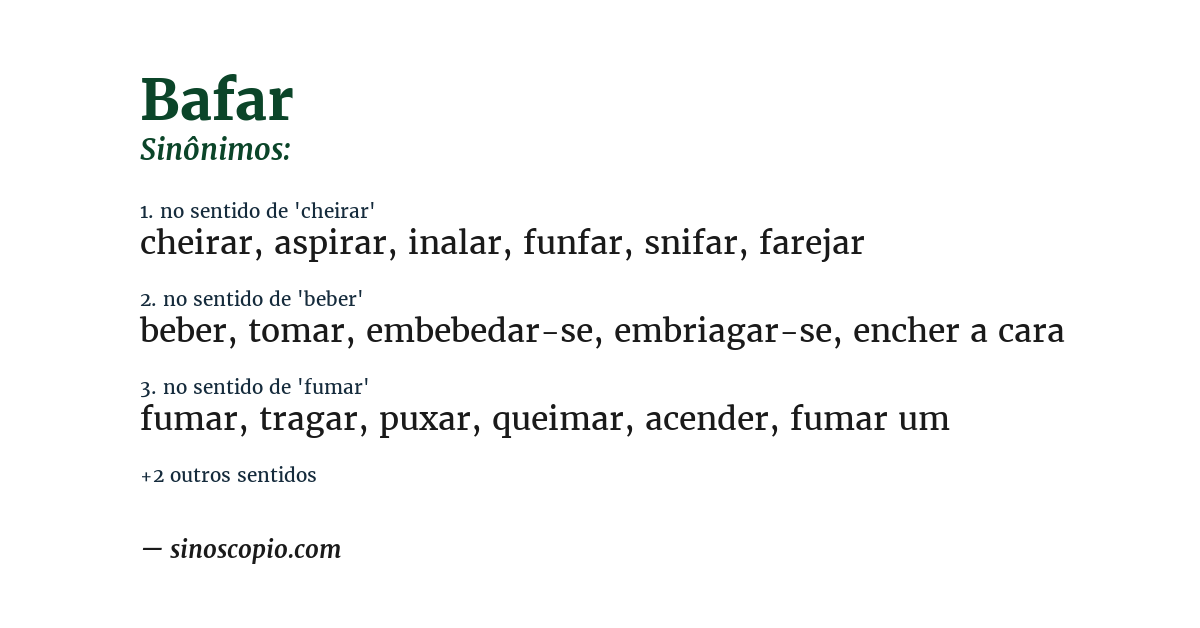 Sinônimo de bafar