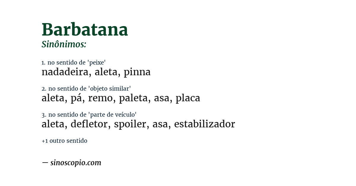 Sinônimo de barbatana