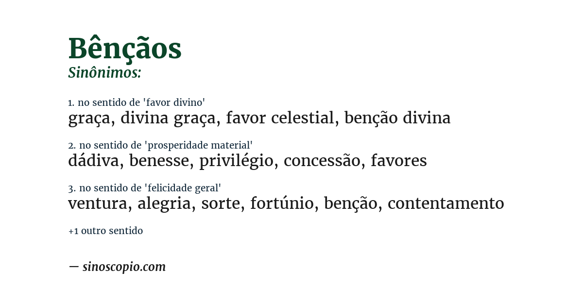 Sinônimo de bênçãos