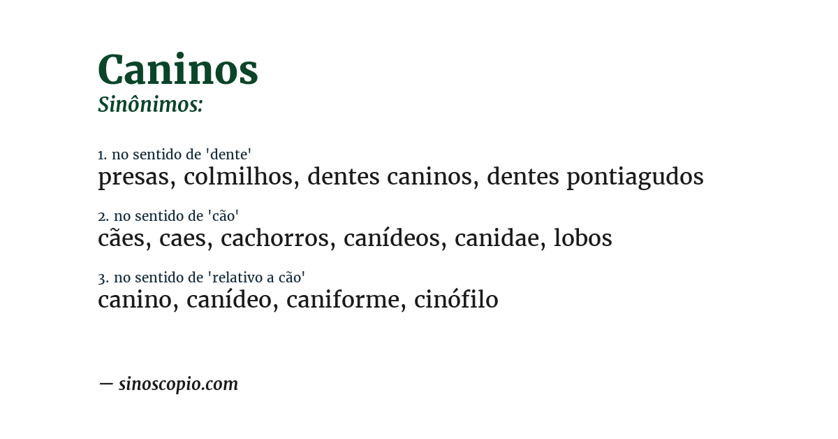 Sinônimo de caninos