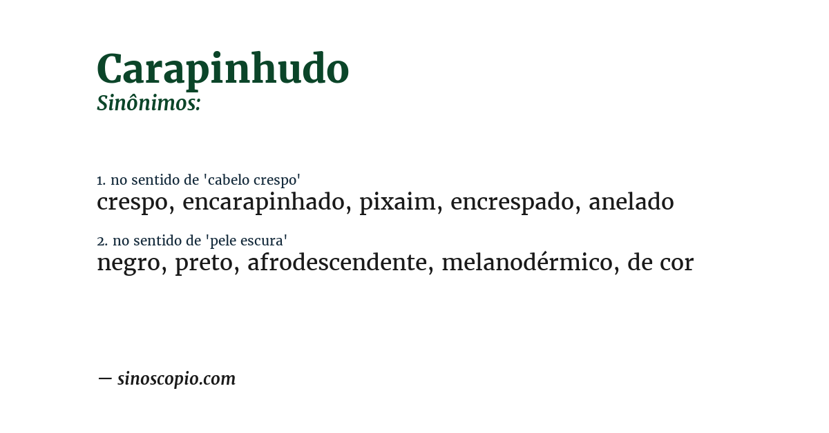 Sinônimo de carapinhudo