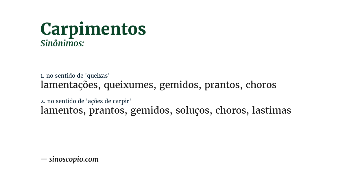 Sinônimo de carpimentos