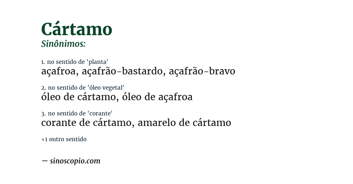 Sinônimo de cártamo
