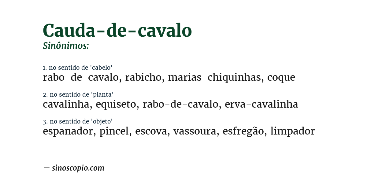 Sinônimo de cauda-de-cavalo