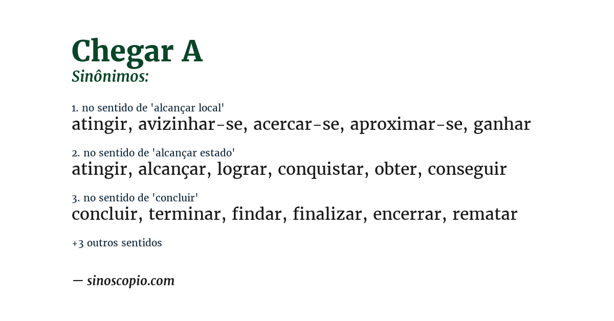 Sinônimo de chegar a