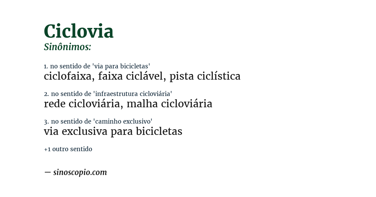 Sinônimo de ciclovia