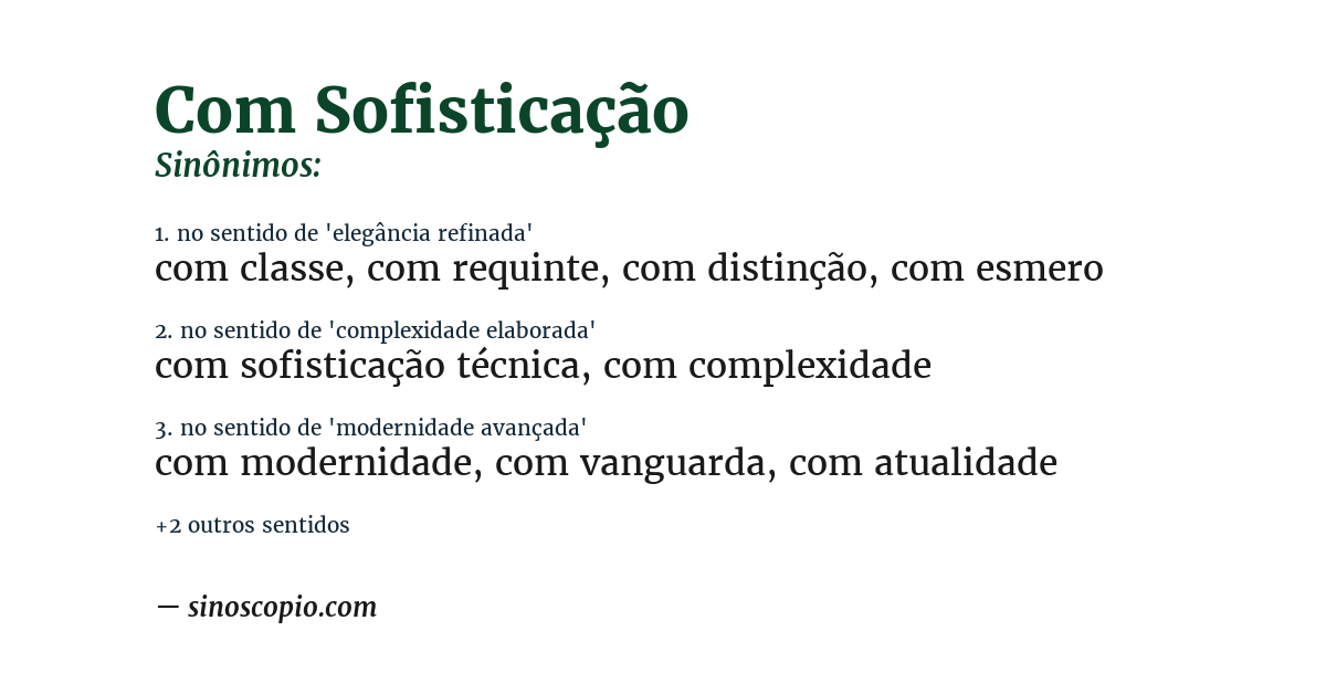 Sinônimo de com sofisticação